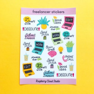 Freelancer Sticker Sheet | Gifts for Writers & Journalists | Bullet Journal Stationery Supplies