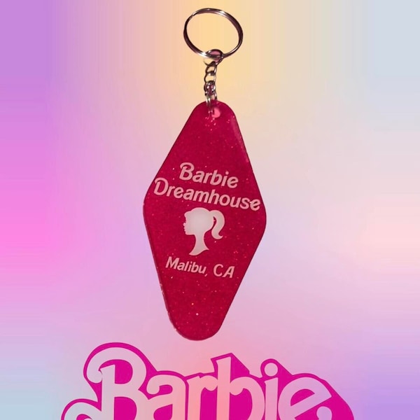 Fashion Icon Dreamhouse Keychain | Vintage Style Hotel Motel Key Tag Malibu California Pink House