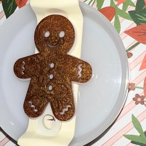 Glittery Gingerbread Man Tumbler Cup Topper - Festive Holiday Resin Drink Decor