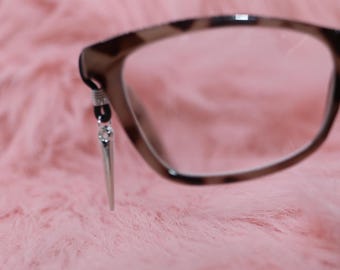 Silver Spike Glasses Charms | Punk Grunge Eyewear Accessory | Alternative Aesthetic Slip-On Charms