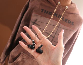 Gold Earbud Hoodie Chain | Butterfly Hoodie Jewelry for Wireless Earbuds | Anti-Lost Earbud Holder | Streetwear Hoodie Accessory