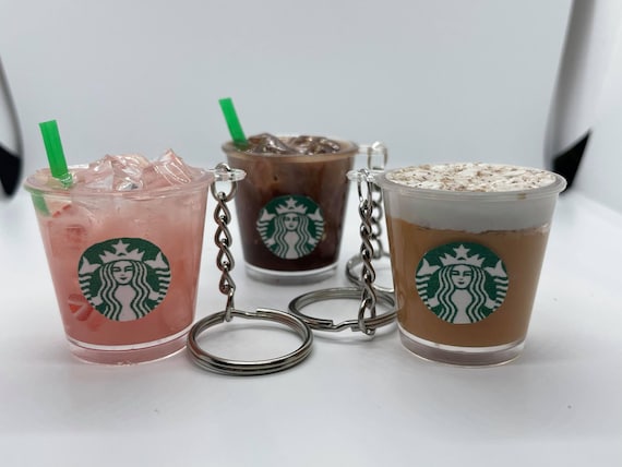 Coffee Cup Keychain Mocha Iced Coffee Frappuccino Pink Drink