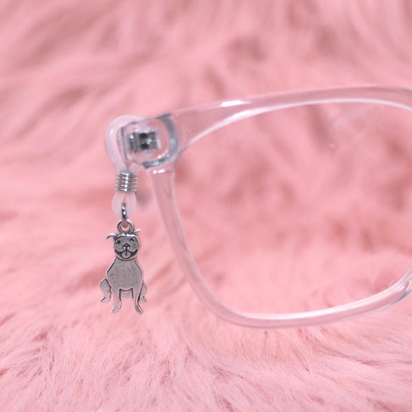 Happy Dog Glasses Charms | Silver Dog Dangle Charms for Glasses & Sunglasses | Cute Pet Eyewear Accessories