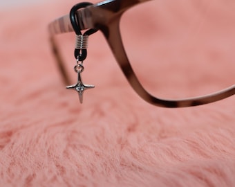 Mini Arctic Star Glasses Charms – Set of 2 Dainty Silver Star Dangles with Rhinestone Inlay