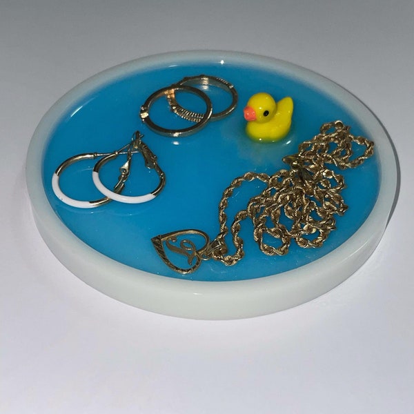 Plat de bijoux Ducky en caoutchouc | Canard en caoutchouc bibelot résine bijoux plat baignoire piscine