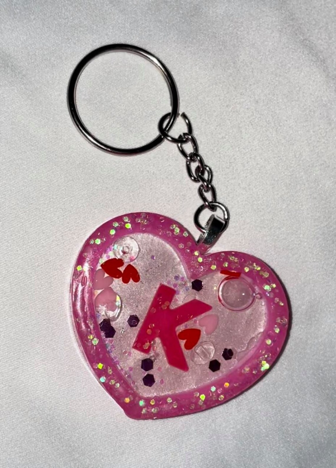 Customizable Resin Initial Shaker Keychain Valentines Day Etsy
