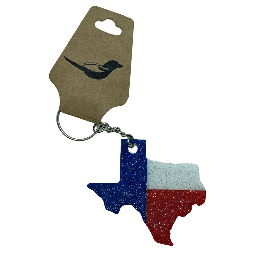 Texas Keychain Texas Pride Resin Keyring Texas State Flag Etsy