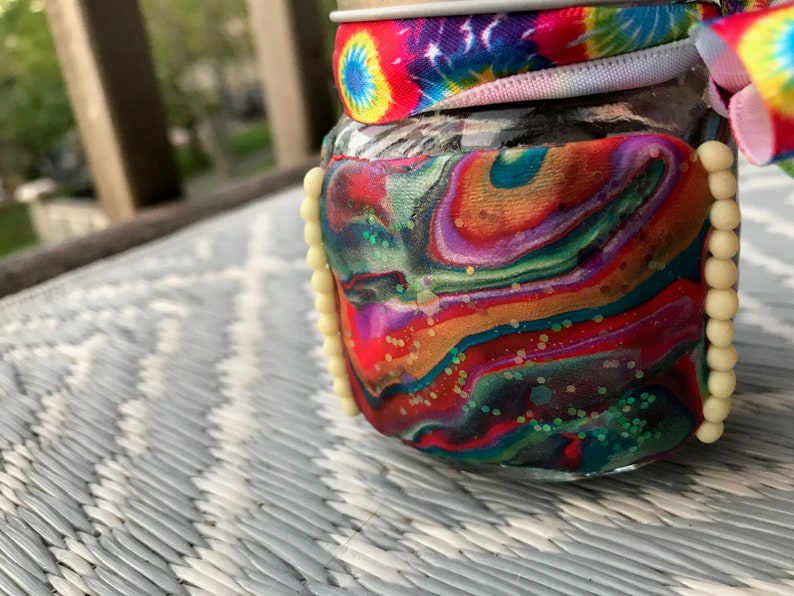 Good Vibes Stash Jar Polymer Clay Tie Dye Stash Jar With Etsy