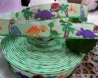 25mm grosgrain ribbon with dinosaurs