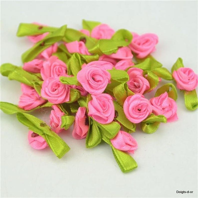 Mini roses en satin rose clair ou rose vif ou ivoire | Etsy