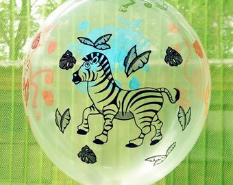 Ballons animaux du zoo et de la jungle pour deco de fête anniversaire enfant, ballons 1er anniversaire fille et garçon