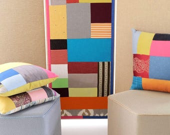 COLOUR BLOCK pillow No.16 --Handmade one-of-a-kind cushion--Modern uplifting home decor-- Patchwork colour block pillow