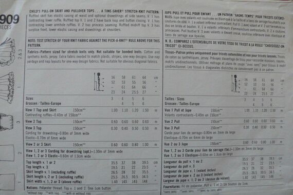 Girls Skirt And Top Pattern Vintage Simplicity 5909 Etsy