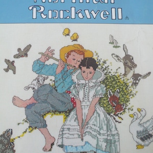 Four Ages of Love - Norman Rockwell, vintage getelde kruissteekkaart - pdf