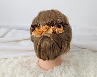 Orange Floral Hair Pins | Autumn Hair Piece | Dried Flower Pins | Wedding Dried Flower Pins | Bridesmaids Hair Piece