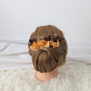 Orange Floral Hair Pins | Autumn Hair Piece | Dried Flower Pins | Wedding Dried Flower Pins | Bridesmaids Hair Piece