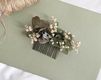 Eucalyptus Greenery Hair Piece | Floral Wedding Haircomb | Dried Flower Hair Piece | Bridal Hair Piece | Dried Flower Wedding Accessory