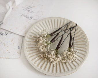 Dried Baby’s Breath Hair Pins | Natural Gypsophila Hair Pins | Bridal Wedding Hair Piece | Dried Floral Hairpins | Bridesmaids Hairpin