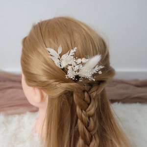 Ivory White Hairpiece with Real Flowers | Bridal Hair Accessories | Bridesmaids Pins | Wedding Hairpiece | Dried Flower Hairclip