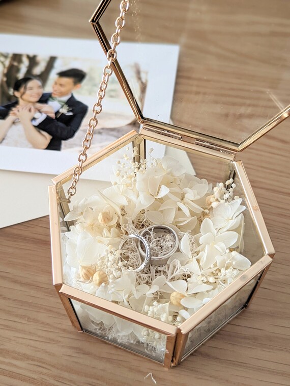 White Floral Ring Box Wedding Ring Box Neutral Wedding Accessories  Wedding Keepsake Ring Bearer Box Personalised Ring Holder
