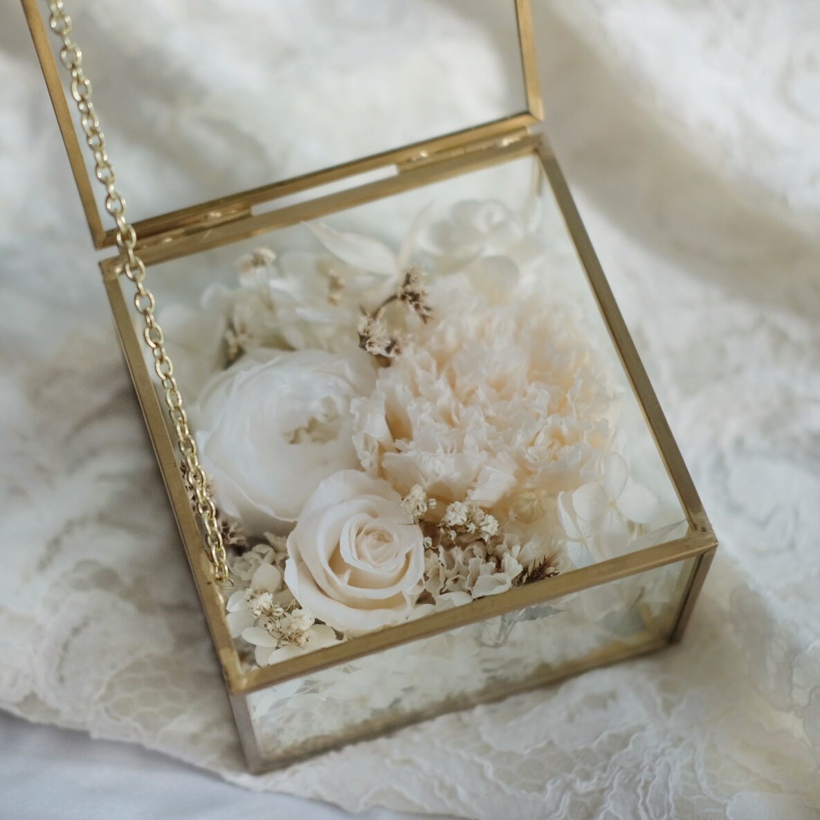 Preserved Flowers Glass Box Dried Flowers Keepsake Gifts Etsy