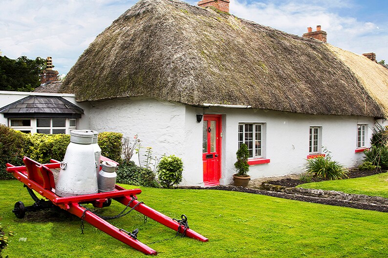 Thatched Roof Irish Cottage High Quality Photograph Etsy Canada