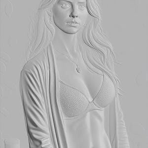 Bajorrelieve de mujer elegante / Archivo digital STL y mapa de altura para CNC / Diseño de tallado 3D / Arte mural femenino / Descarga instantánea
