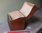 Vintage LARGE box (long enough for pencils) by HEDBERG dark-brown stained wood (oak ) light interior brass hinges fine dove-tailing
