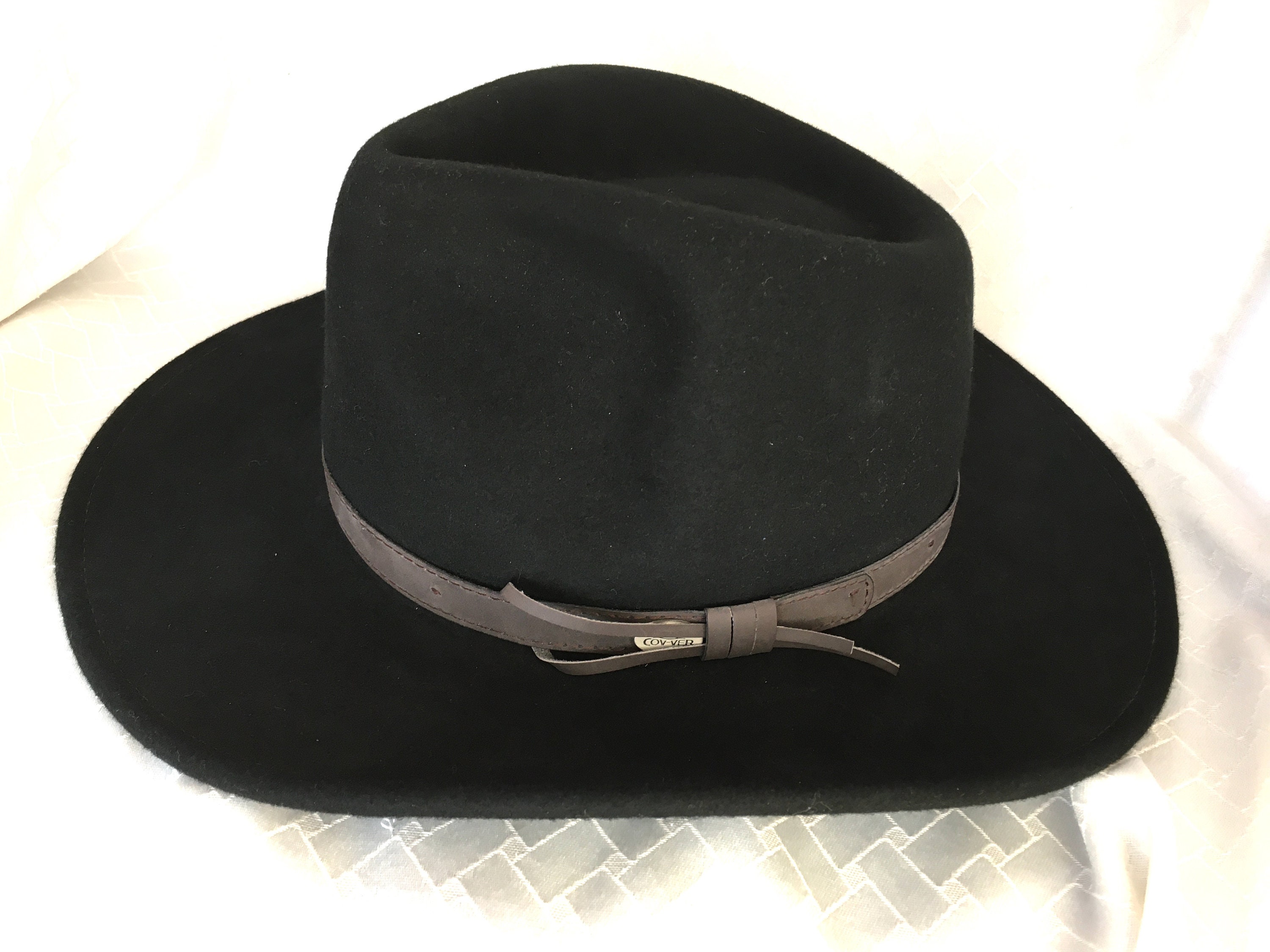 NWT COV-VER Handmade Vintage Charcoal Black Premium Wool Hat ? Vintage American Hat Co. Maxi-Felt Pure Wool Black 6 1/2  main image 3