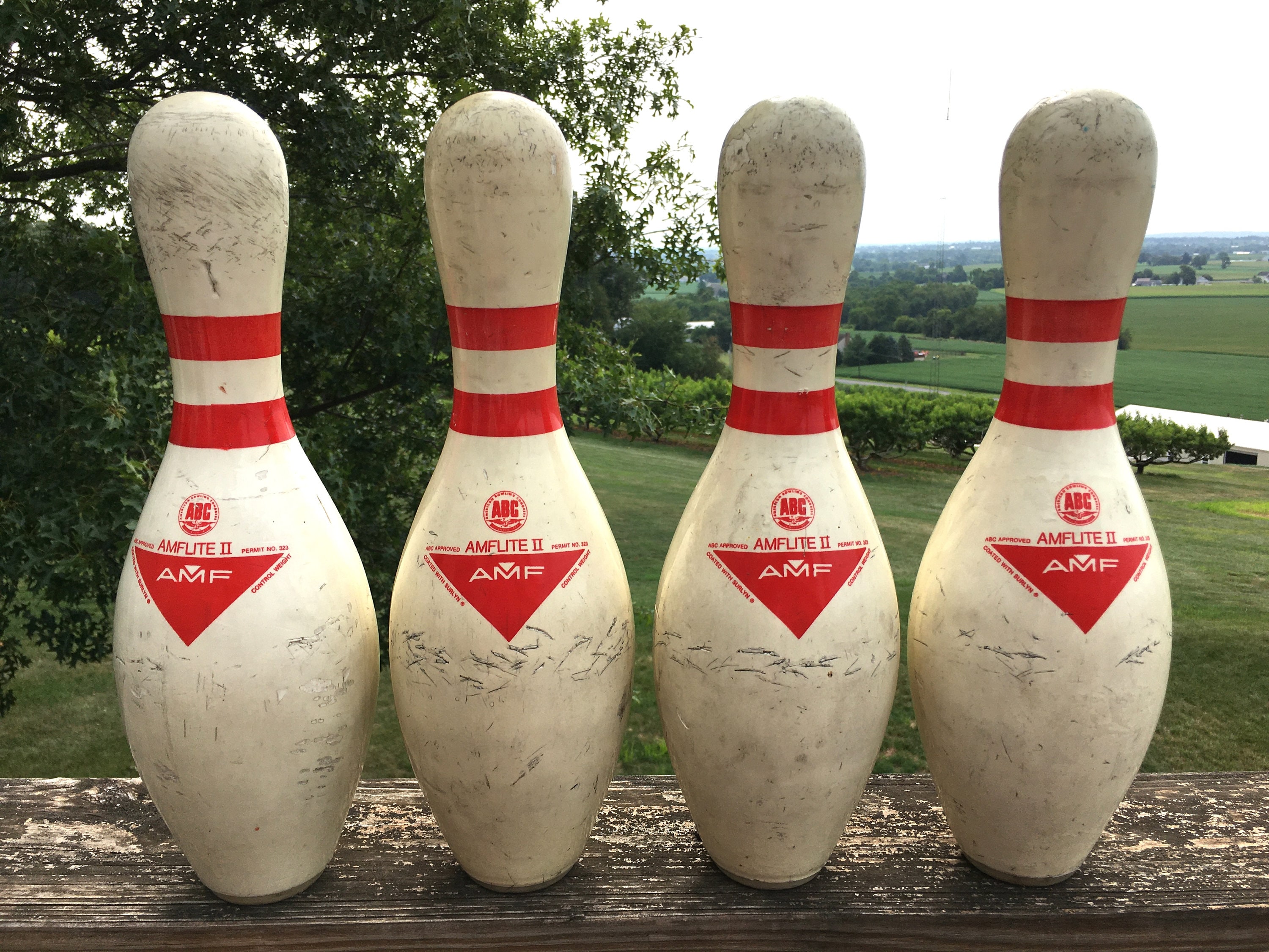 3 Bowling Pins. Pendant Light. LED Bulbs. 