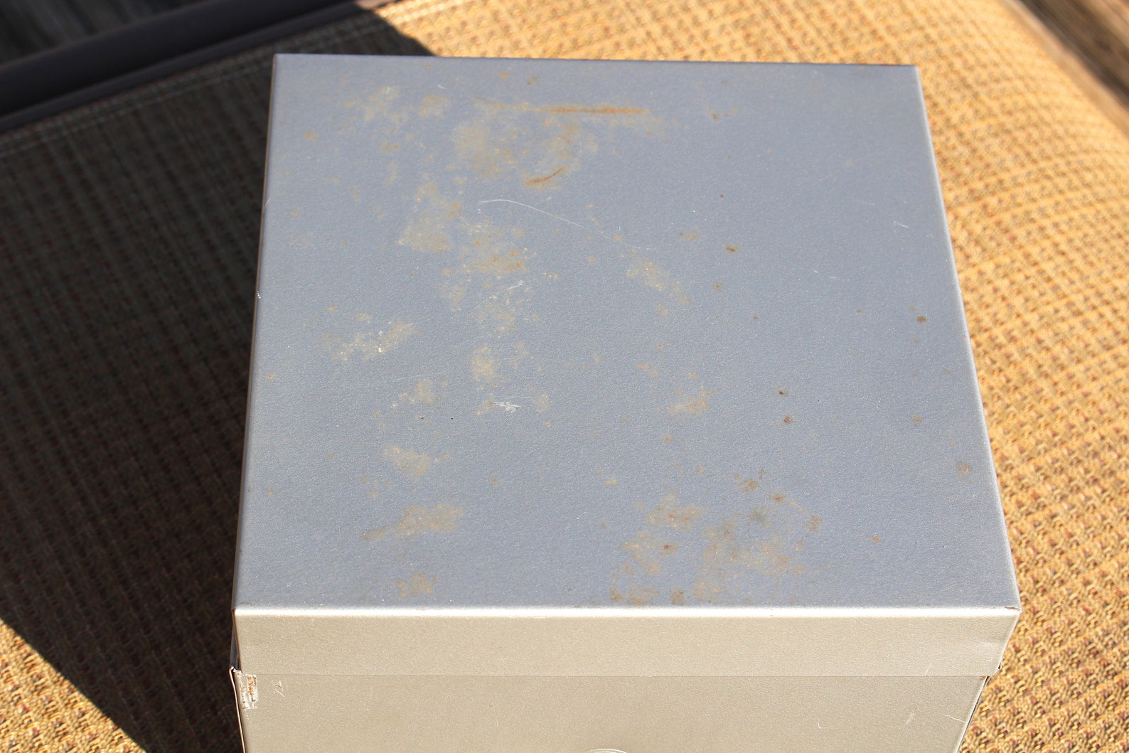 Vintage Industrial Gray Metal File / Card Box; HINGED Lid and Interior ...