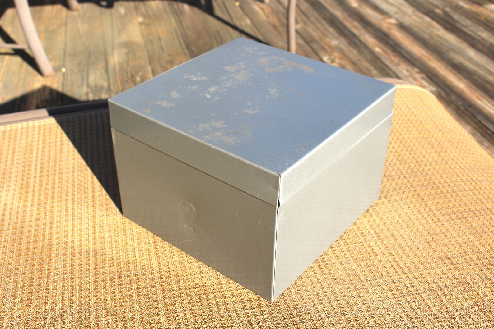 Vintage Industrial Gray Metal File / Card Box; HINGED Lid and Interior ...