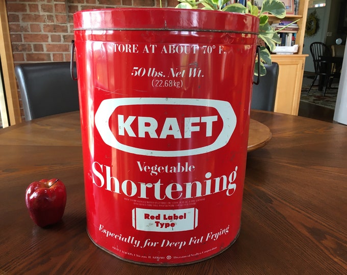 LARGE Vintage Kraft Tin With Lid EMPTY Kraft Vegetable Shortening 50
