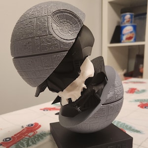 3D printed Death Star and Vader sculpture that stands 9&quot; can be used as a paperweight