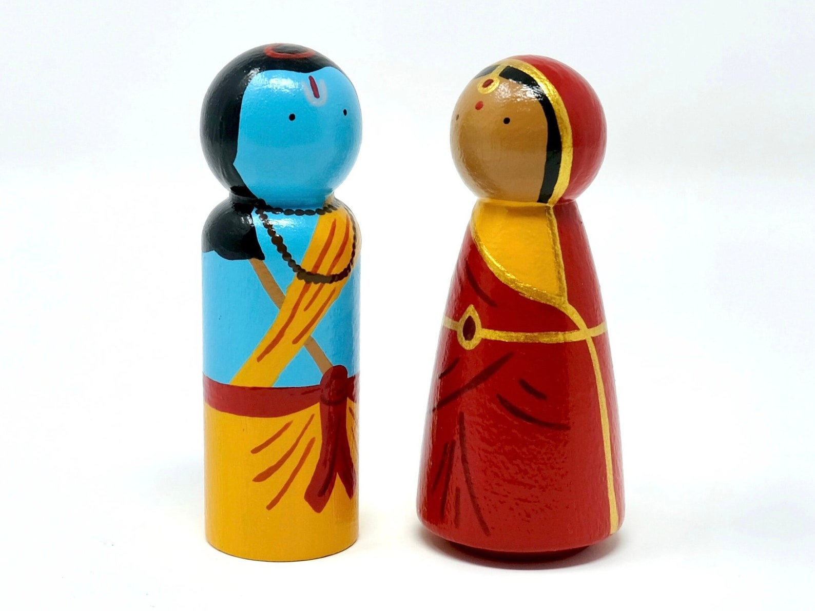 Sree Rama Doll Rama and Sita (the Ramayana / Hindu / Diwali) Peg Doll Set (*made to ...