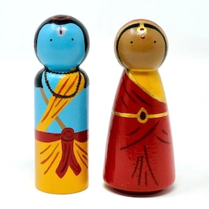 Rama and Sita (The Ramayana / Hindu / Diwali) Peg Doll Set (*Made To Order*)