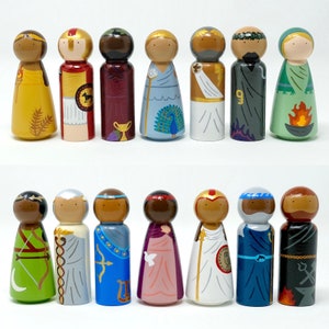 Greek Gods and Goddesses Peg Dolls (*Made to Order*)