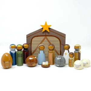 Nativity Peg Doll Set - Brown Skin Tones (*Made to Order*)
