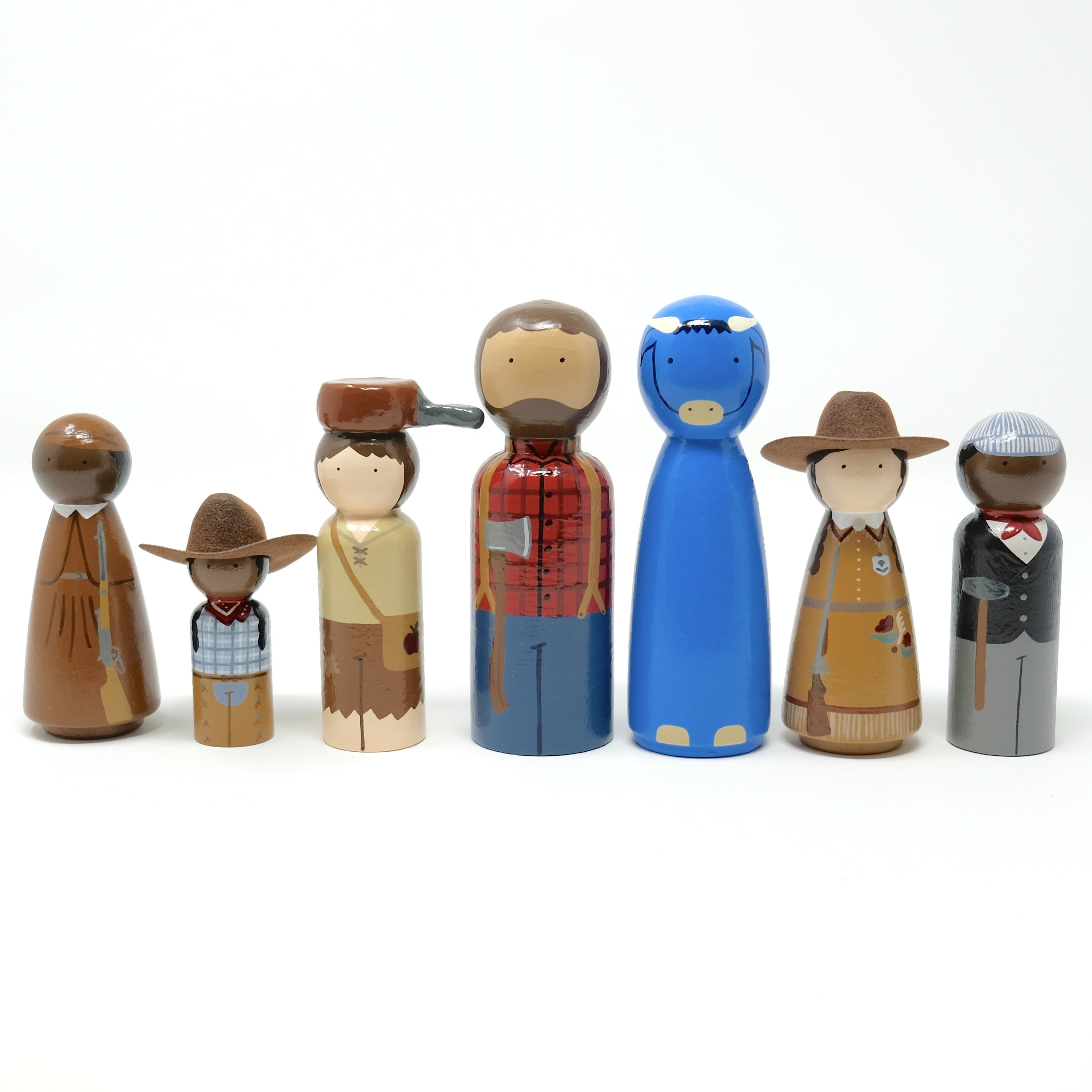Native American Family Wooden Dolls First Nation Wooden Dolls Wooden Toy  Indians 