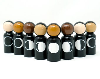 Moon Phases Peg Doll Set (*Made To Order*)