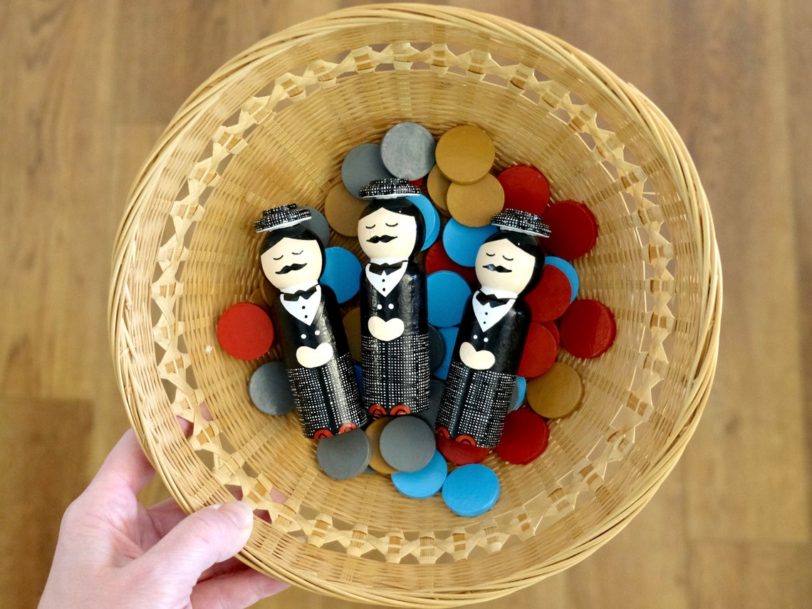 Caps for Sale Peddler Peg Doll Set made to Order Etsy