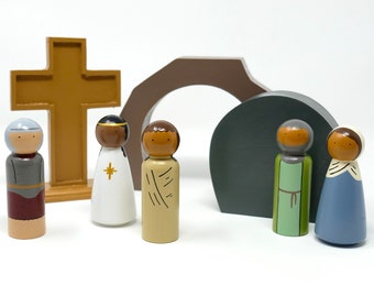 Easter / Resurrection/ Christian Peg Doll Set (Inclusive Skin Tones) (READY TO SHIP)