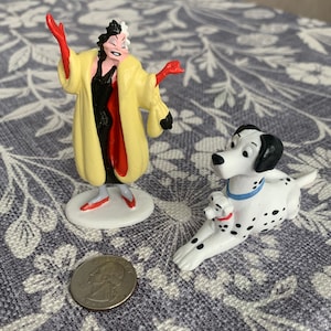 Vintage Disney 101 Dalmatians Cruella De Vil Miniature Figures Collectible Cake Topper Retro