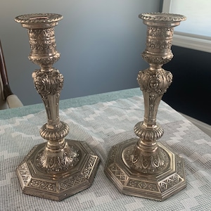 Set of 2 Vintage Silver Plated Art Nouveau Lady Faces Candlestick Holders Retro Deco Japan Intricate