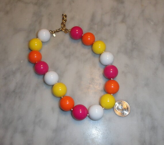 Rare Signed Monet Vintage Gumball Beaded Necklace… - image 3