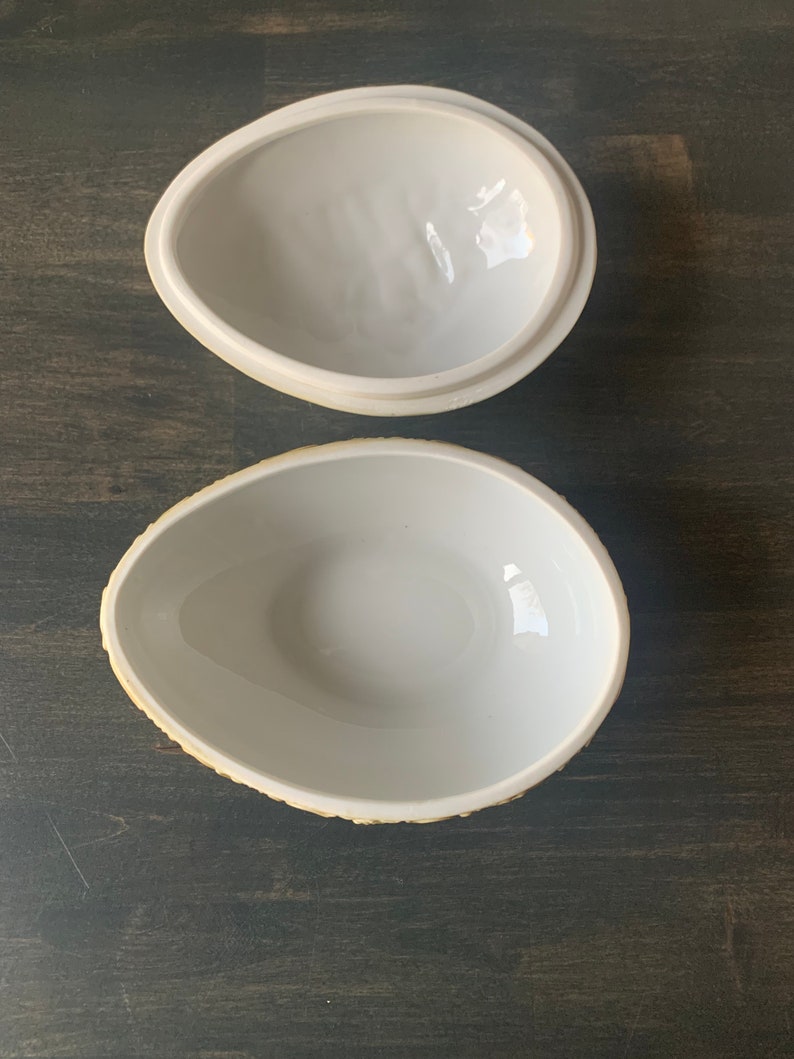 Vintage Bisque Porcelain Egg Box Courting Couple Victorian Romance