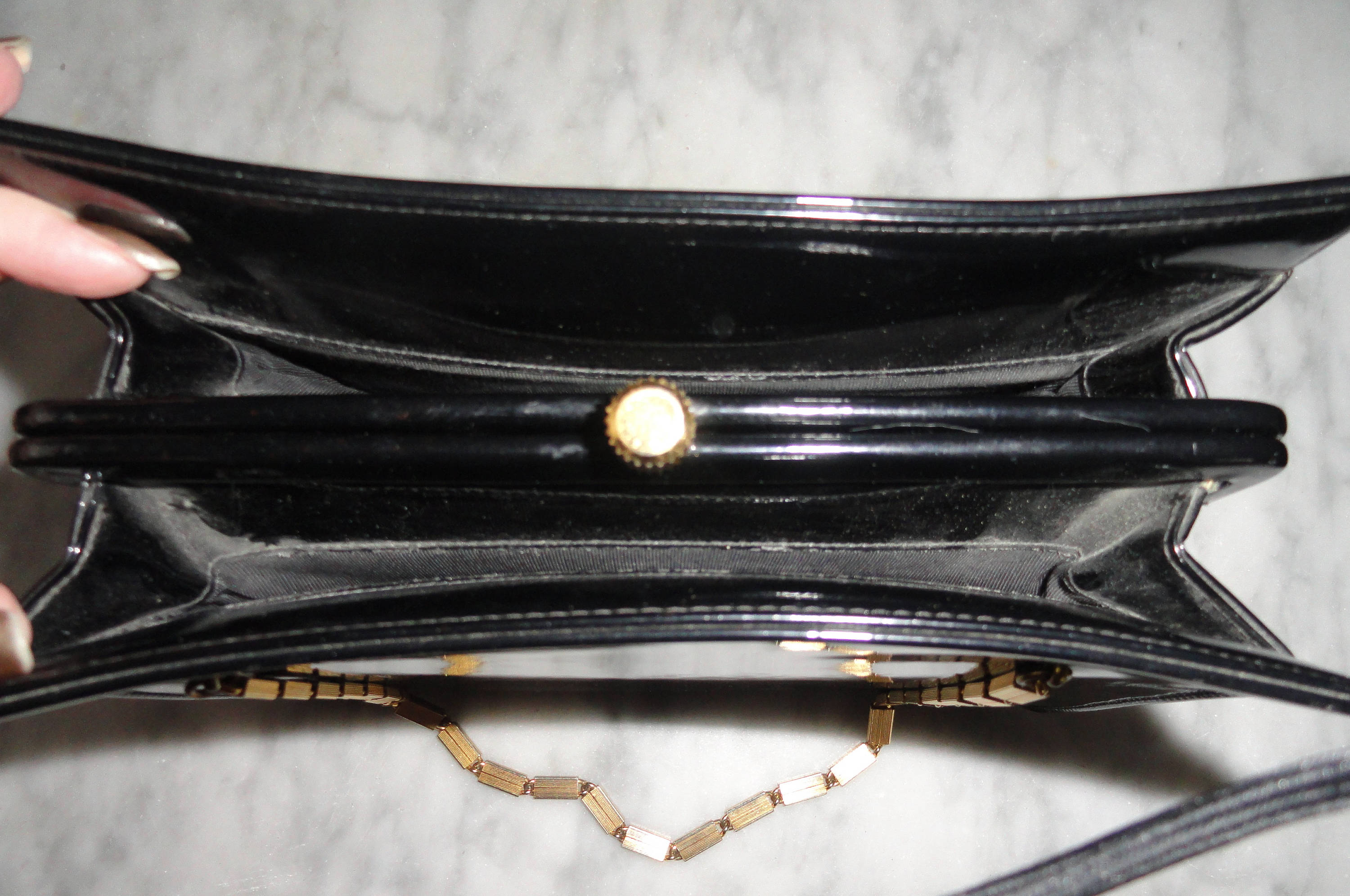 Vintage Coblentz Handbag Black Leather Top Handle Square