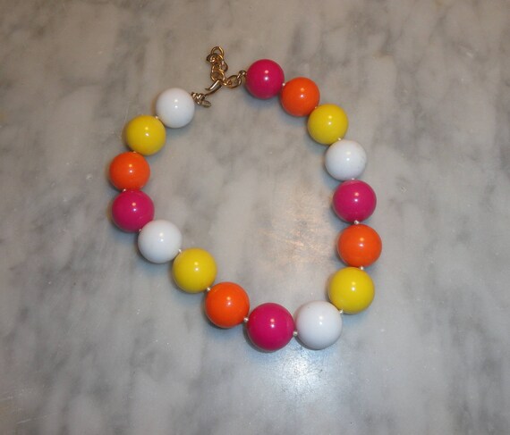 Rare Signed Monet Vintage Gumball Beaded Necklace… - image 1