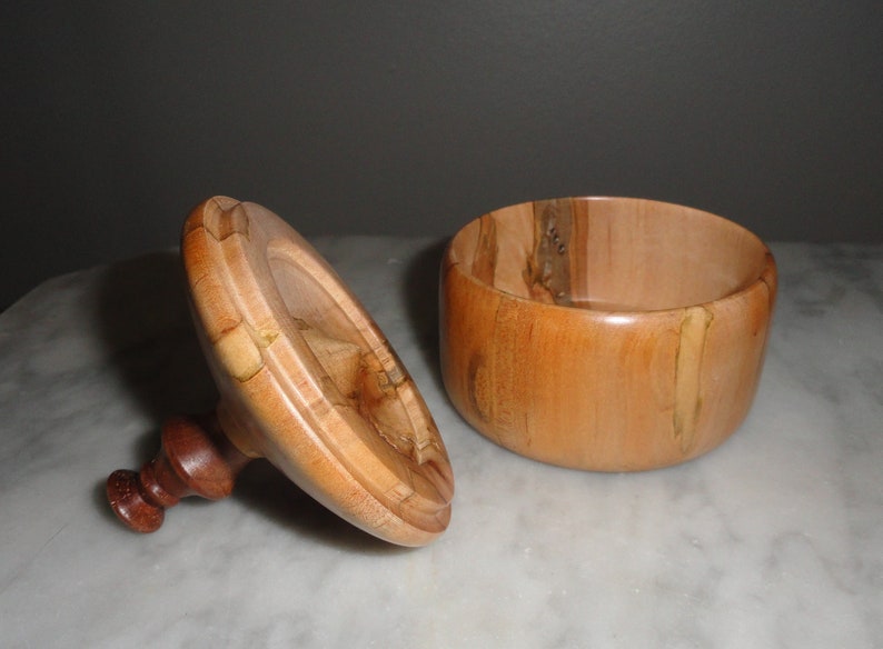 Handmade Maple and Walnut Wood Box Eden North Carolina Made in the USA Hand Carved Unique Jewelry Box Signed Art