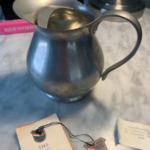 Vintage Royal Holland Pewter Daalderop Pitcher with Ice Guard and Original Tags